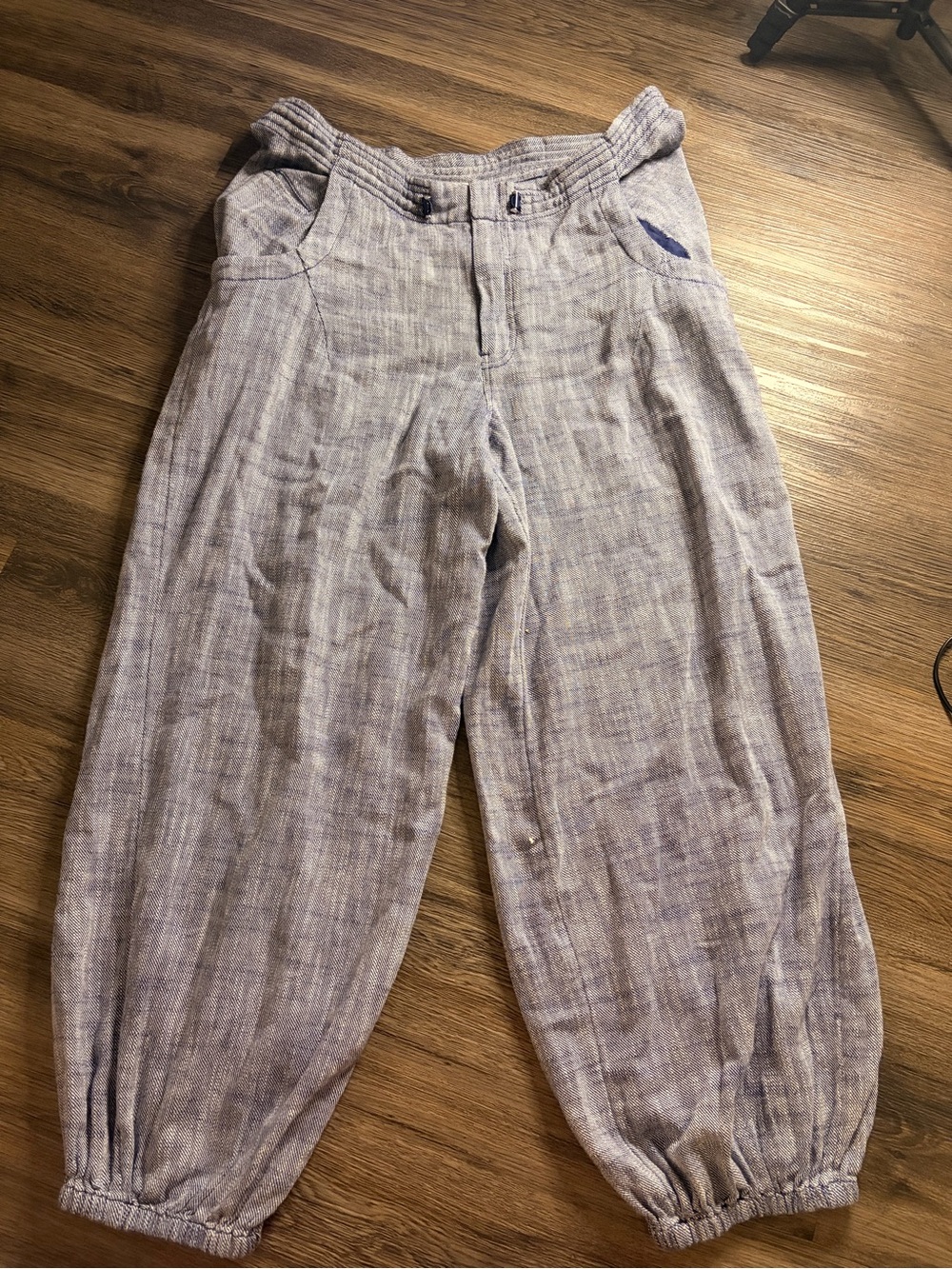Anthropologie Wide-Leg Drawstring Hem Pants in Heathered Gray - Picture 8 of 13